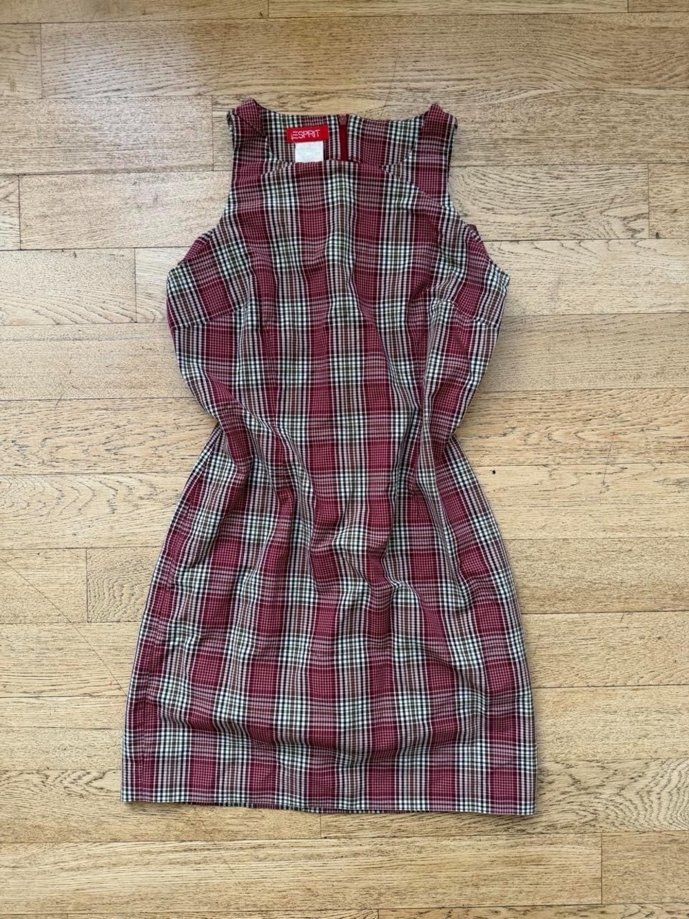 Vintage Esprit Plaid Mini Dress 90s Minimalist Preppy Model Off Duty - Picture 2 of 6